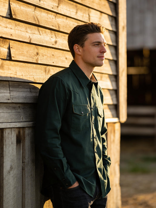 Flying R Ranchwear - Amarillo Ripstop - Spruce Green - Long Sleeve - Snaps